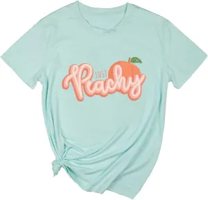 Ykomow Just Peachy T Shirt Womens Short Sleeve Casual Summer Graphic Tees Tops