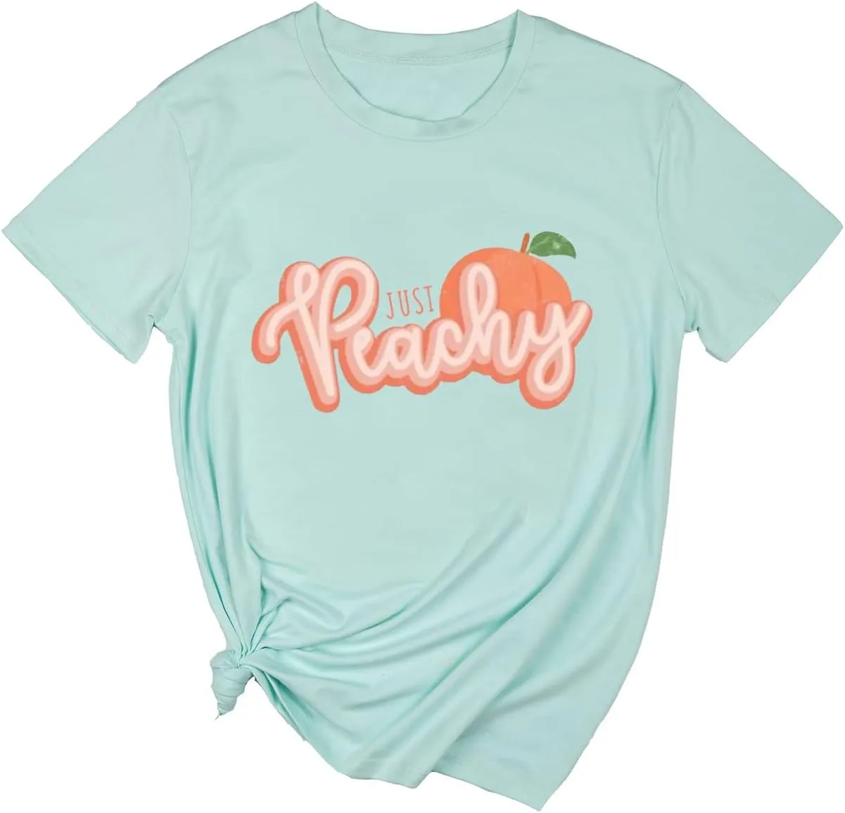 Ykomow Just Peachy T Shirt Womens Short Sleeve Casual Summer Graphic Tees Tops