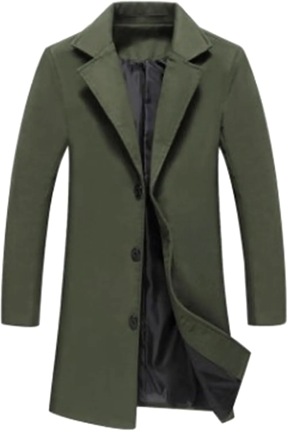 ZYXTIM Men's Casual Trench Coat Wool Blend Pea Coat Notched Collar Single Breasted Warm Winter Long Jacket Oversize Overcoat